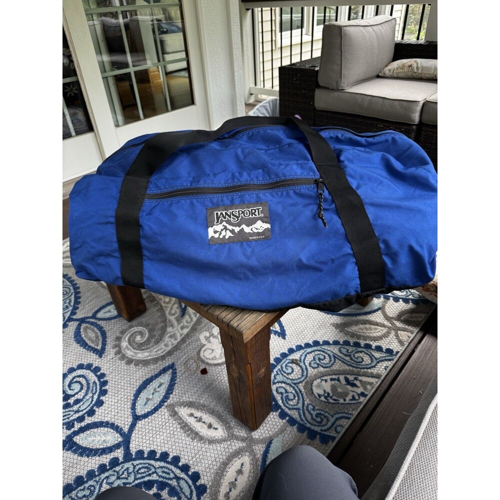 Vintage JanSport USA Duffle Bag Blue  Approx 38”  X 18”